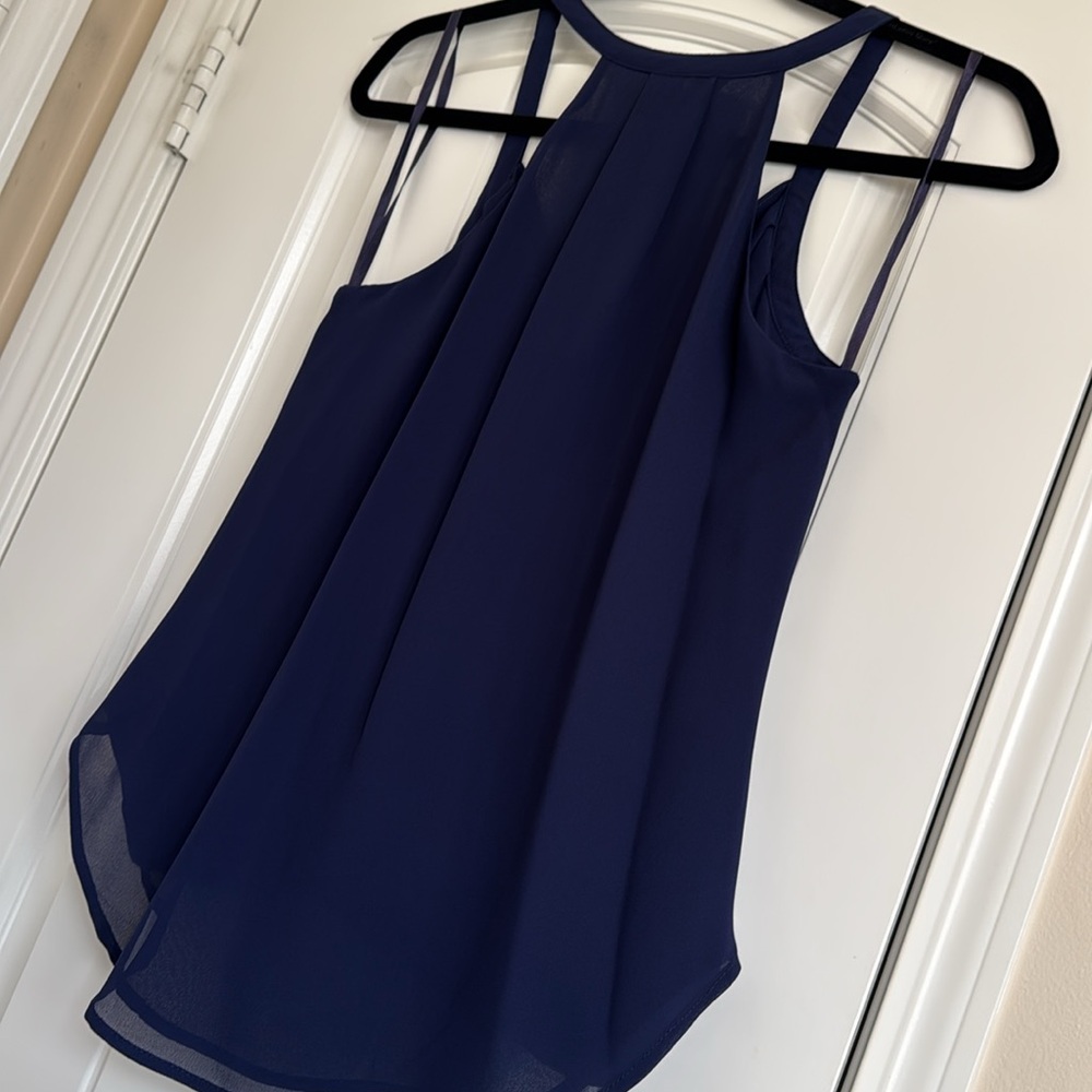 NWT Naked Zebra Elegant Navy Blue Top Size S - Picture 9 of 12